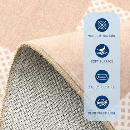 GarveeHome Checkered Blush Beige 3x5 Washable Rug Low-Pile Bedroom Nursery | Non-Slip Blush Beige Soft Stain Resistant Rug for Bedroom Bathroom Living Room Geometric Modern Rug TPE Backing - color: Blush Beige, size: 3' x 5' (Rectangular)