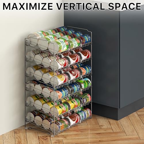 Simple Houseware Stackable Can Rack, Silver, Adjustable Plastic Dividers, Holds 36 Cans | Can Food Storage Dispenser for Pantry/Cabinet, Adjustable Dividers – 11.5" D x 17" W x 13.75" H - color: Silver