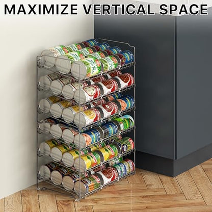 Simple Houseware Stackable Can Rack, Silver, Adjustable Plastic Dividers, Holds 36 Cans | Can Food Storage Dispenser for Pantry/Cabinet, Adjustable Dividers – 11.5" D x 17" W x 13.75" H - color: Silver
