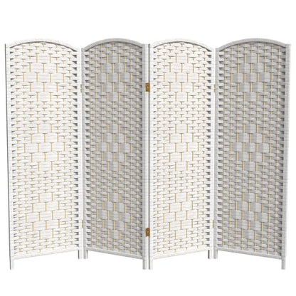 Red Lantern 4 ft. Short Diamond Weave Fiber Folding Screen - White - 4 Panel - color: White, size: 4 Panel