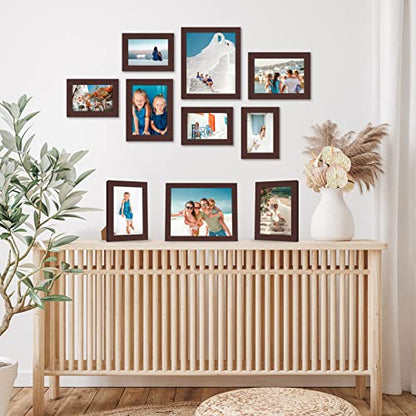 Americanflat Set of 10 Picture Frames with Shatter-Resistant Glass - Gallery Wall Frame Set with Two 8x10, Four 5x7 and Four 4x6 Frames - Signature Collection - Mahogany - color: Mahogany, style: 10 Pack
