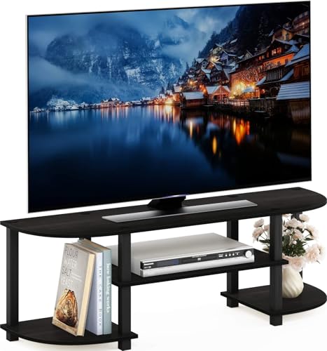 Furinno Turn-S-Tube Wide TV Entertainment Center, Espresso/Black | Toolless Entertainment Center with Open Storage Shelves, Media Console Table with Soundbar Shelf for Living Room, Bedroom - color: Espresso/Black, size: Wide