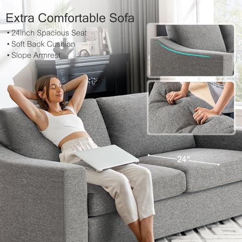 Modular Sectional Couch Set, 47" Oversize Accent Chair and 85" Modern Loveseat Sofa Deep Couch for Apartment, Living Room, Bedroom, Linen, Grey - color: Grey, size: 85 Inch - Deep Couch + Single Sofa