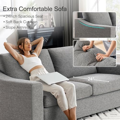 Modular Sectional Couch Set, 47" Oversize Accent Chair and 85" Modern Loveseat Sofa Deep Couch for Apartment, Living Room, Bedroom, Linen, Grey - color: Grey, size: 85 Inch - Deep Couch + Single Sofa
