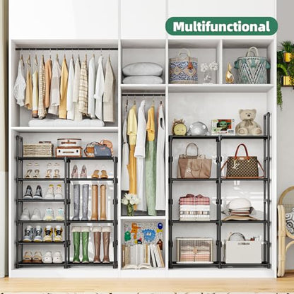 Simple Trending 8-Tier Shoe Rack Large Capacity 64 Pairs Tall Shoe Shelf, Sturdy Metal Shoe Organizer for Entryway, Closet, Bedroom, Black | Large Capacity 64 Pairs, Tall Shoe Shelf, Sturdy Metal Shoe Organizer, For Entryway, Closet, Bedroom - size: 8 Tie