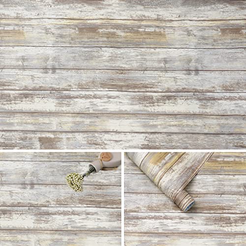 Arthome 11x100'' Gray Rustic Wood Contact Paper Peel and Stick Self-Adhesive Wallpaper,Decorative Vinyl for Countertop Cabinets,Easy to Clean Removable Distressed Plank Grain Vintage Wall Covering - color: Gray Wood, size: 11" x 100"