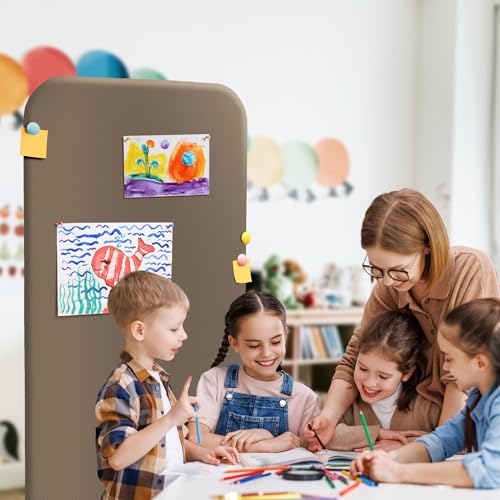 DECOLAB Standing Room Partition, Portable Wall Panel, 29"x65", Taupe | Space Privacy Divider. For Studio Apartment, Office, Home, Classroom. Scratch Resistance. - color: Taupe