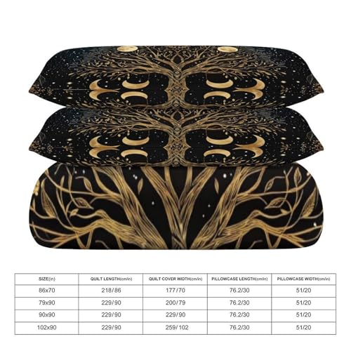 Boho Mandala Tree 3 Piece Reversible Bedding Set 86"x70",Double Sided Brushed Microfiber Duvet Cover Set with 2 Pillowcases Soft Breathable Comforter Cover for Home - color: Boho Mandala Tree, size: 86"x70"