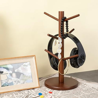MyLifeUNIT Mug Holder Tree, Coffee Cup Holder with 6 Hooks (Brown) | Anti-slip padded bottom, space-saving compact design, easy air drying, sturdy tip-resistant structure - color: Brown