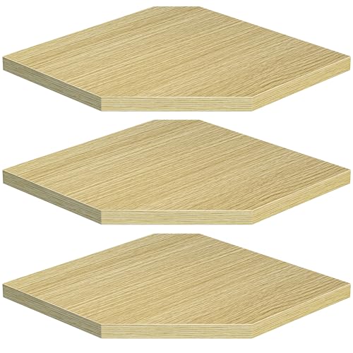 Corner Shelf Wall Mount, Floating Corner Shelves, Set of 3 Corner Wall Shelf Organizer, Rustic Wood Wall Storage Display Shelves for Living Room Bedroom Bathroom Kitchen, Rustic Brown, Oak - color: Oak, size: 7" x 7", Set of 3