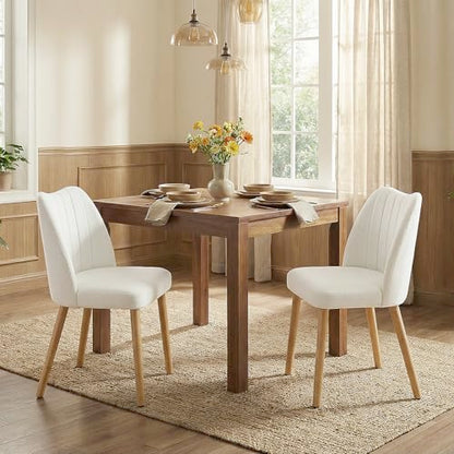 GarveeHome Dining Chairs Set of 4 with Cozy Backrest/Wooden Legs | Dining Chairs Set of 4 with Cozy Backrest/ Wooden Legs No tools Needed - color: Stripes White-natural Legs