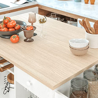 IRONCK Rolling Kitchen Island Cart with Drop-Leaf and Wine Rack, White | Wheels, Drawers, Open Shelves, Adjustable Shelves, and Spacious Drawer Storage - color: White