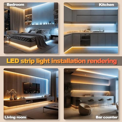 확산 CCT COB LED 조명 스트립, 5롤 x 9.1m(3.28피트), 2700K-6500K 조도 조절 가능, 스마트 변압기 지원 리모컨/앱/알렉사 음성 제어, 디스플레이 케이스, 책장, 주방 캐비닛 아래 DIY 조명 - color: 1.5롤 x 1.9m(3.28피트)