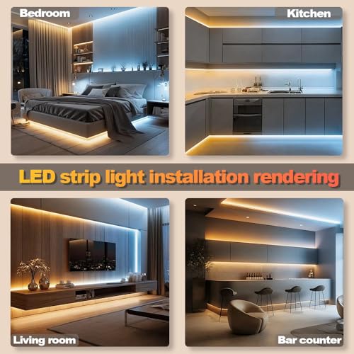 CCT COB LED 스트립 조명 키트, 2700K-6500K, 32.8피트/32.8ft / 10m, 조도 조절 및 절단 가능, 스마트 변압기가 있는 24V 테이프 스트립, 리모컨/앱/알렉사 음성 제어, 침실, 선반, 주방 캐비닛 아래 조명용 - color: 1롤 x 32.8피트