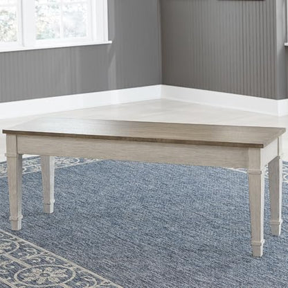 Signature Design by Ashley Skempton Farmhouse Storage Bench, Distressed Finish, Seat With Hidden Storage, Wood, 48" W x 15" D x 18.5" H, White & Light Brown