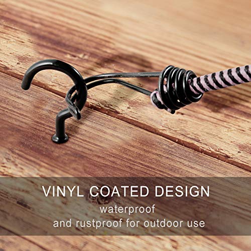 2 Inch Ceiling Hooks, Vinyl Coated Screw-in Cup Hook for Hanging Plants, Lights, Mugs - Heavy Duty Indoor Outdoor Use, Metal Wall Kitchen Hanger, Black (12 Pack)