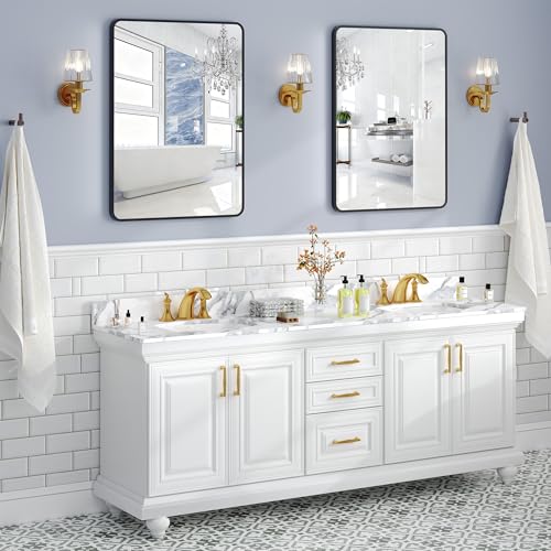 Krymnar 30"x22" Bathroom Vanity Mirror Over Sink, Black Rectangular Aluminum Frame with Rounded Corner(Small-Radius), HD Shatterproof Glass & Rust-Proof Wall Mirror for Bedroom, Living Room, Entryway - size: 30"L x 22"W