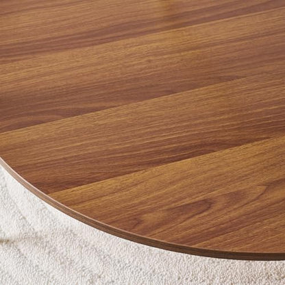 LumFurn Round Coffee Table, Mid-Century Modern Design, D30 x H17, for Living Room, 2-Tier Structure, Amber Glass Top and Walnut MDF Shelf, Sleek Conical Metal Legs with Gold Finish - color: D30" Amber & Walnut