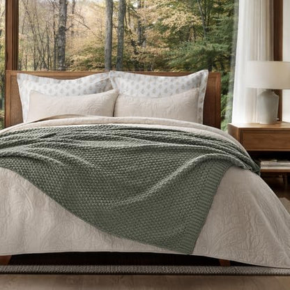 EVERGRACEHOME Chunky Chenille Knit Throw Blanket, 50x60, Dried Thyme Green | Sculpted Moss Stitch, Chic Modern Farmhouse, All-Season Warmth, OEKO-TEX® Certified, Elegant Blanket for Couch, Bed, Sofa - color: Dried Thyme, size: 50" X 60"