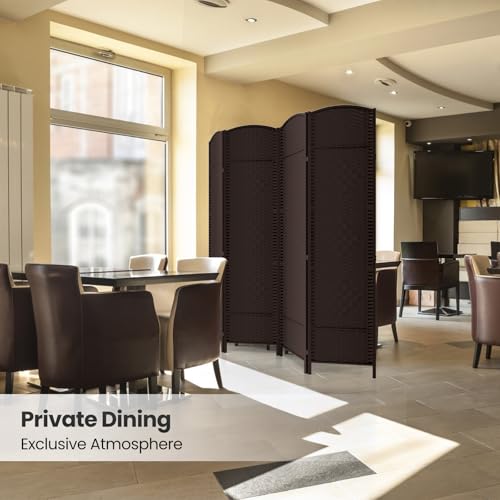 4 Panel Folding Room Divider,Woven Privacy Screen,Chocolate | Solid wood frame, handcrafted diamond pattern, 6FT tall, extends to 63 inches wide, no assembly required - color: Chocolate, size: 4-Panel
