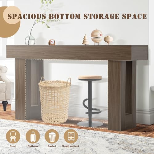 Grepatio 63 Inch Entryway Console Table, Rustic Narrow Sofa Table, Wood Long Console Table, Farmhouse Entry Way Table, Behind Couch Tables for Entrance, Hallway, Living Room (Grey Brown) - color: Grey Brown