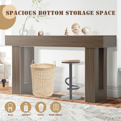 Grepatio 63 Inch Entryway Console Table, Rustic Narrow Sofa Table, Wood Long Console Table, Farmhouse Entry Way Table, Behind Couch Tables for Entrance, Hallway, Living Room (Grey Brown) - color: Grey Brown