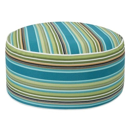 FUNHOME Inflatable Stool Ottoman Footrest with Handle D20 xH9-Green Stripe | Indoor Outdoor Footrest Seat, Water-Repellent, Footstool Pouf for Home Patio Garden and Camping Use - color: Green Stripe