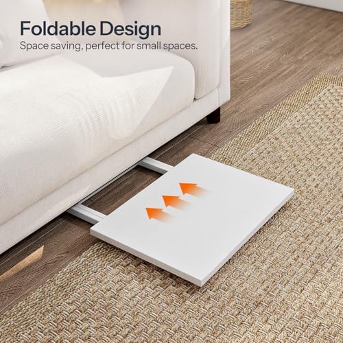 HOOBRO Folding TV Tray Tables, Set of 2 Side Table for Small Space, Industrial Snack Tables for Eating at Couch, Stable Metal Frame, Easy Assembly, Space Saving, White WW25BZ01N1 - color: White
