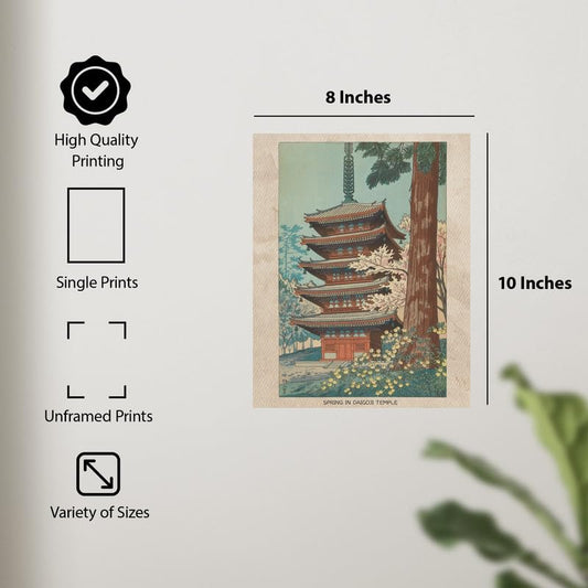 ALPINE INK CO. Vintage Japanese Temple Poster - Traditional Architecture Wall Art - Classic Pagoda Landscape Artwork for Living Room Bedroom - 8x10 Unframed Print - color: Style-10, size: 8"L x 10"W