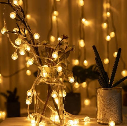 Globe String Lights Plug in, 10ft 20 LED Globe Crystal Ball Warm White Fairy Lights for Birthday Holiday Christmas Wedding Party Home Decoration