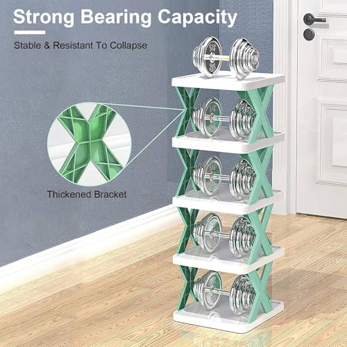 9Tier Narrow Entryway Shoe Rack Plastic Vertical Shoe Organizer Space Saving Free Standing Shoes Storage Shelf Closet Hallway - color: Orange