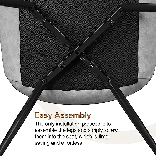 Yaheetech Dining Chairs Set of 2 Mid Century Modern Kitchen Chairs Gray | Faux Leather Upholstered Dining Room Chairs with Metal Legs and Curved Backrest, Armless Side Chairs for Kitchen Living Room - color: Grey, size: Set of 2