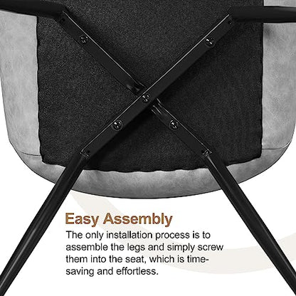 Yaheetech Dining Chairs Set of 2 Mid Century Modern Kitchen Chairs Gray | Faux Leather Upholstered Dining Room Chairs with Metal Legs and Curved Backrest, Armless Side Chairs for Kitchen Living Room - color: Grey, size: Set of 2