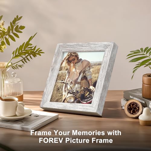 TOFOREVO 4x4 Picture Frames Set of 6, Distressed White | Wood Grain Design, Wall Mounting or Tabletop Display, for Christmas Mother's Day Father's Day birthday - color: Distressed White, size: 4x4