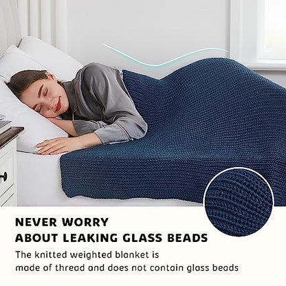L'AGRATY Knitted Weighted Blanket - 50"x60" 7lbs Cooling Chunky Knit Heavy Blanket for Adults Braided Crochet Throw Thick Cable Yarn Knit Decorative No Beads Evenly Weighted Machine Washable | No Beads Evenly Weighted Machine Washable Chunky Braided Croch