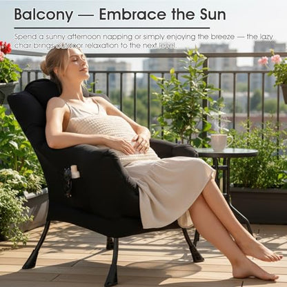 Lazy Chair, Comfy Reading Chair for Bedroom，Black | Comfy Bedroom Accent Chair with Washable Removable Cover and extra throw pillow for Living Room Dorm - color: Peach Black-single