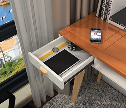 42" Home Office Desk with File Drawer, Modern Computer Table with Laptop Storage Space, Student Girls Desks Teens Writing Table