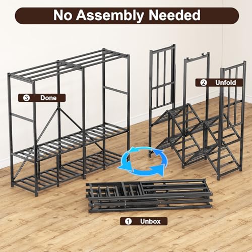 Umeiga Heavy Duty Portable Closet with Cover 1200Ibs Foldable Covered Clothes Rack for Hanging Armoire Wardrobe Closet System Freestanding Coat Storage Garment Racks 71" W x 71" H x 20" D - size: 71" Wide