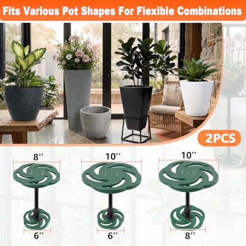 2 Pack Plant Risers for Inside Pots, 12-21" Rise Plastic Planter Inserts | Adjustable Height Planter Inserts for Large Pots, Pot Fillers for Tall Square Round Taper Planters (6" 8" 10" Base or Top) - size: Tall Lift: 12-21" Rise - 2Pack