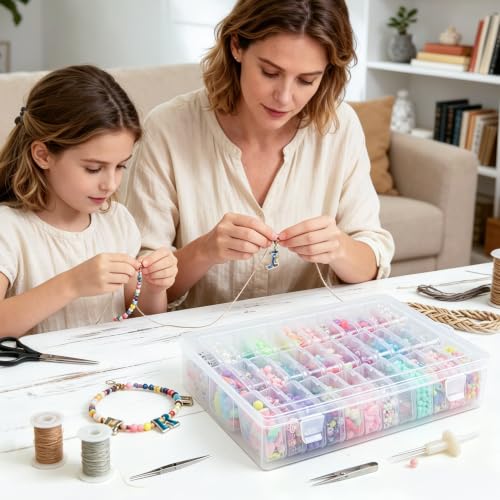 Bead Organizer Box, 72 Pcs Mini Clear Bead Storage with Hinged Lid and Labels, Small Plastic Containers for Jewelry Making, DIY Craft, Diamond Painting, Screws, Nail Art, and Seeds (2 Pack) - color: 2 Pack