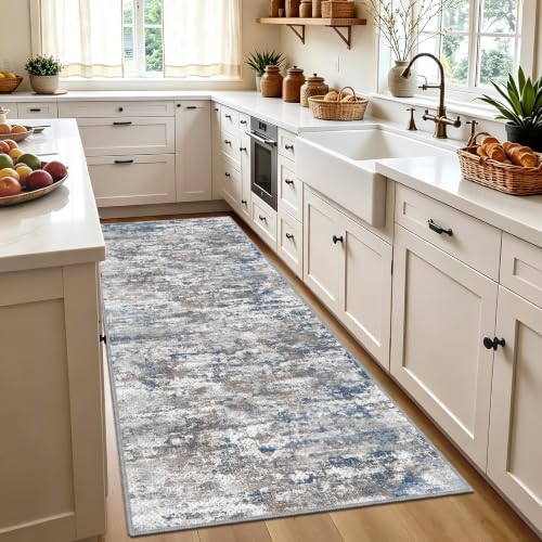 Hallway Runner Rug 3x6 Textured Non Slip Carpet Runner, Abstract Multi | Machine Washable Wide Runner Rug with Silicone Backing; Stain-Resistant Surface for Hallways, Kitchens and High-Traffic Areas - color: Abstract-multi, size: 3' x 6' (Runner)