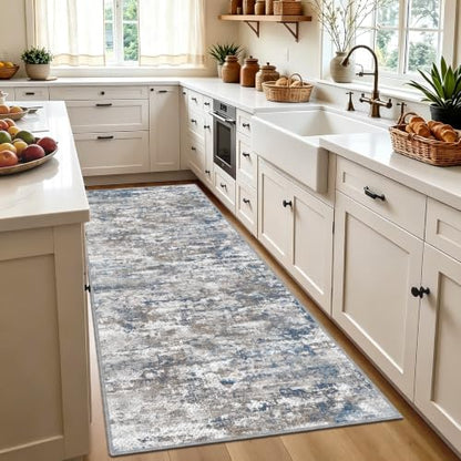 Hallway Runner Rug 3x6 Textured Non Slip Carpet Runner, Abstract Multi | Machine Washable Wide Runner Rug with Silicone Backing; Stain-Resistant Surface for Hallways, Kitchens and High-Traffic Areas - color: Abstract-multi, size: 3' x 6' (Runner)