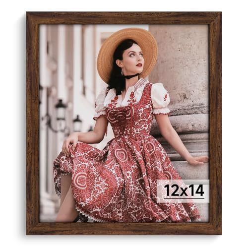 Dark Brown 12x14 Frame -Single Frame - Rustic Woodgrain 12 x 14 Poster Frame with Plexiglass for Wall Gallery Display, 12x14 Picture Frame for Puzzle, Artwork, Photo and Poster - Ideal Christmas Day - color: Brown, size: 12x14 in