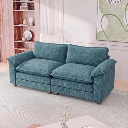 Homall 79.3" Loveseat Sofa, Cloud Sofa Couch, Deep Seat, Dark Blue | Comfy Chenille, Double Layer Cushion, Wide Armrest, High-Density Foam, Sturdy Frame, Easy Assembly, for Living Room - color: Dark Blue, size: Loveseat Sofa
