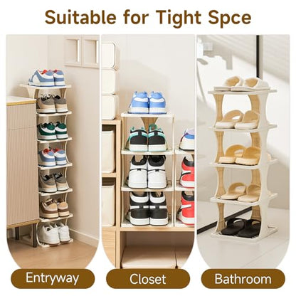 UFORU Vertical Shoe Rack 9 Tier,Narrow Free Standing Shoe Organizer | Shoe Shelf for Dorm,Narrow Shoe Rack for Closet,Entryway,Tall Stackable Plastic Shoe Organizer for Small Spaces,Easy Assembly