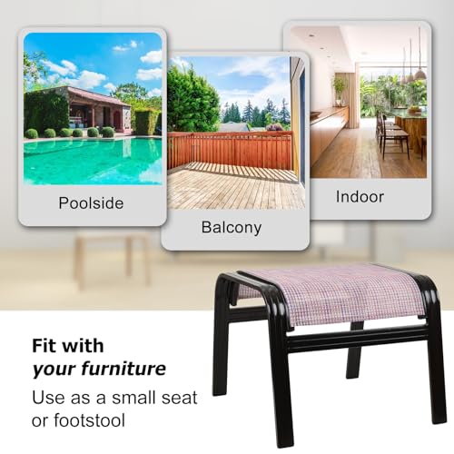 Assembled Patio Outdoor Ottoman Set of 2 Aluminum Outdoor Footstool Pink - color: 2 Pieces-pink