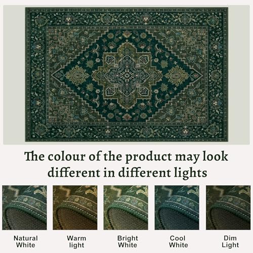 Tangsoo Dark Green 2x3 Small Rugs for Entryway, Washable Vintage Non Slip Oriental Rug, Indoor Front Door Rug, Print Door Mat Small Carpet, Soft Low Pile Rugs for Entrance Kitchen Bedroom Home Decor - color: Dark Green, size: 2' X 3' (Rectangular)
