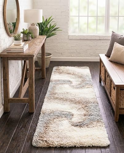 Rugs.com - Soft Touch Shag Rug – 7 Ft Runner Khaki Plush Shag Rug – Ultra-Thick 1.5-Inch Pile, Perfect for Hallways, Entryways, and Bedrooms - color: Khaki, size: 2' x 6'7" (Runner)