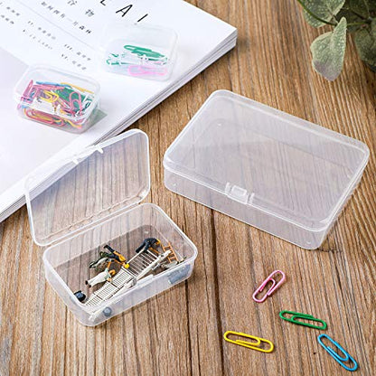 96 Pack Rectangular Clear Plastic Storage Containers | Mixed Sizes, Hinged Lid, For Beads and Small Craft Items - size: Mixed Sizes