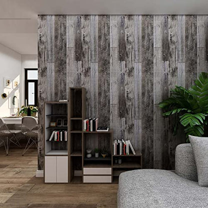 Yun-aeon Gray Wood Peel and Stick Wallpaper 17.3" X 120"Self Adhesive Wallpaper Backsplash Line Removable Wall Paper Bathroom Old Furniture Renovation Furniture - color: Natural Wood-Gray, size: 17.3" x 120"